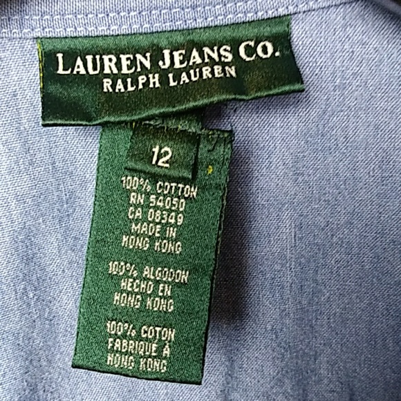 VINTAGE 90S LAUREN JEANS COMPANY RUFFLED CHAMBRAY - Picture 4 of 6
